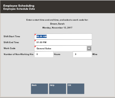 Employee Scheduling Data Form