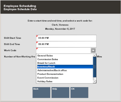 Employee Schedule Data Form