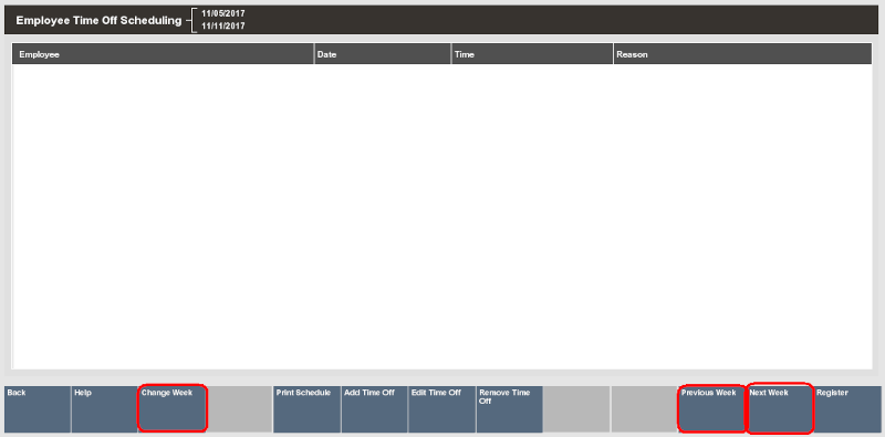 Employee Time Off Scheduling Screen