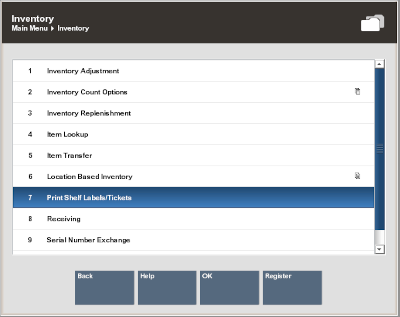 Inventory Menu