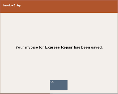 Invoice Information Saved Prompt