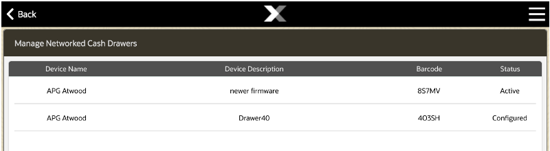 Manage Networked Cash Drawers - Configured Status