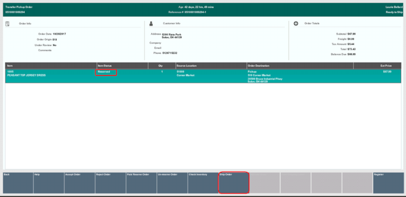 Order Maintenance - Ship Order Option