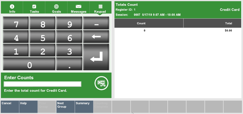 Totals Count Screen