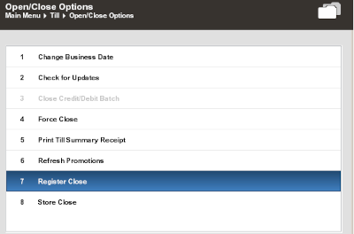 Register Close Option