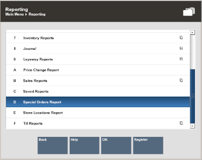 Reporting - Special Orders Report