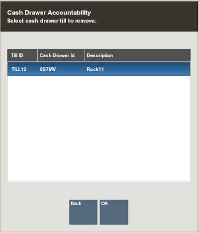 Select Cash Drawer Till to Remove