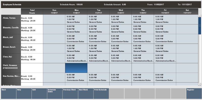 Selectiing the Cell to Schedule