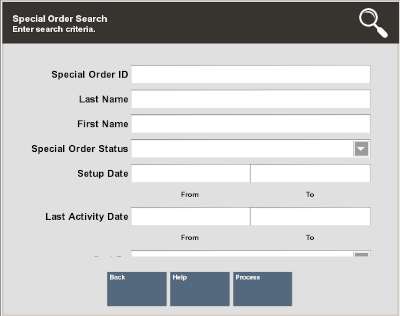 Special Order Search Form