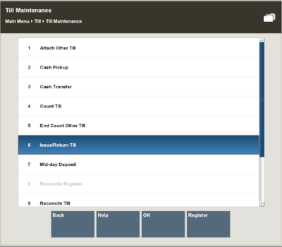 Till Maintenance - Issue/Return Till option