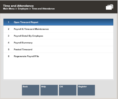 Time Attendance Menu Options