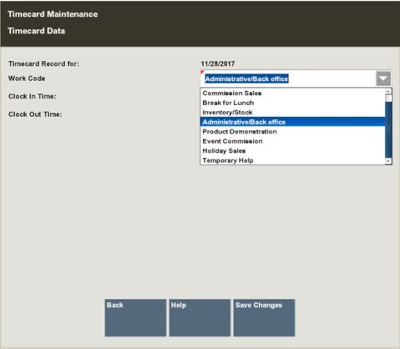 Timecard Maintenance - Record Inset