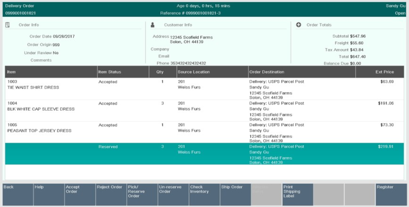 Un-reserve Order Menu Option