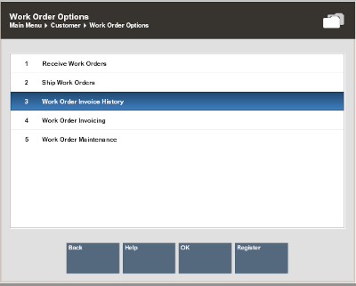 Work Order Invoice History Option