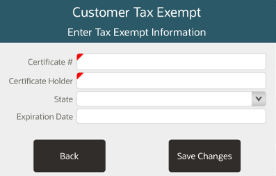 Customer Tax Exempt Entry Form