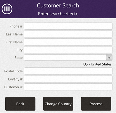 Hold Account Customer Search Form