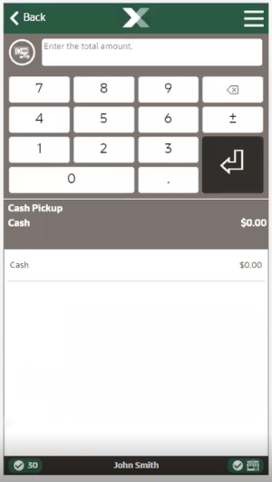 Mobile Handheld Cash Pickup Amount