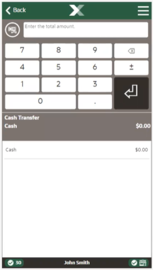 Mobile Handheld Cash Transfer Amount