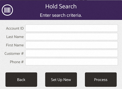 Hold Account Search Form