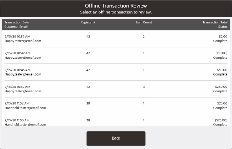 Offline Transaction Review
