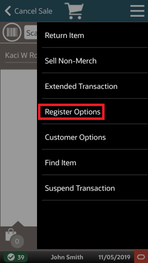 Handheld Register Options