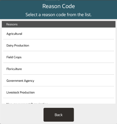 Reason Code List