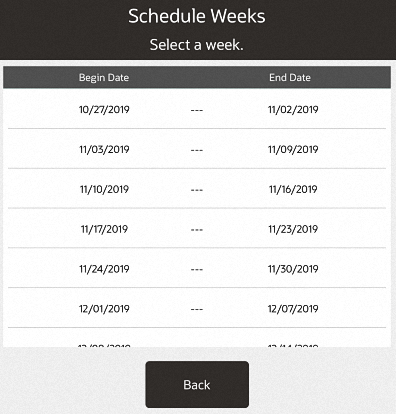 Schedule Weeks