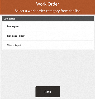 Work Order Categories
