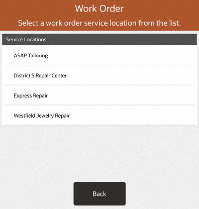 Work Order Vendor List