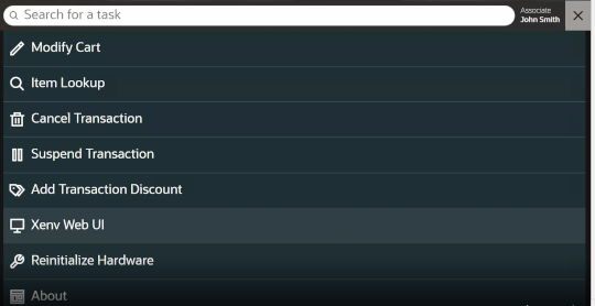 Associate Menu During Transaction