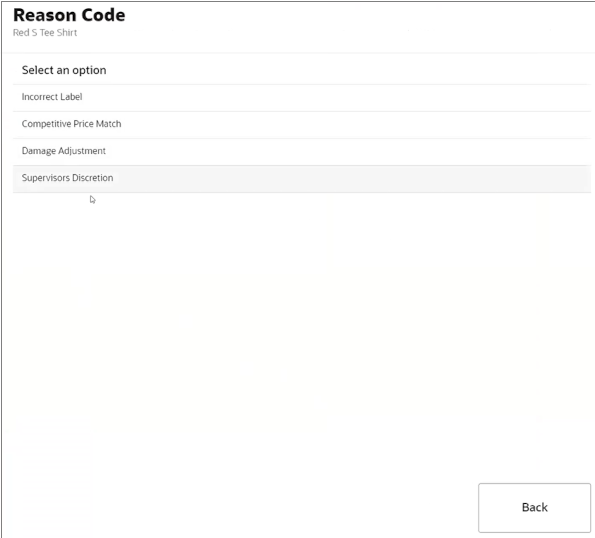 Change Price Reason Code