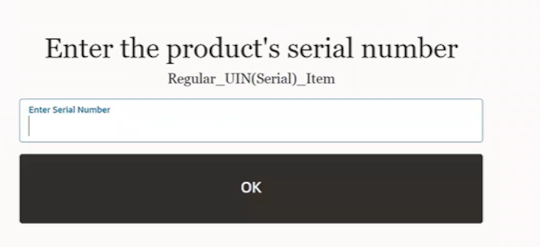 Enter Product Serial Number Prompt