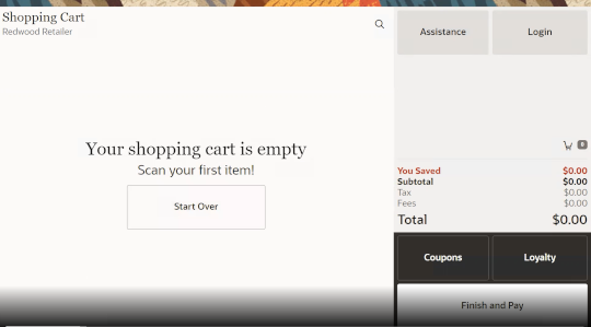 Customer View of Shopping Cart Before Item Scanned