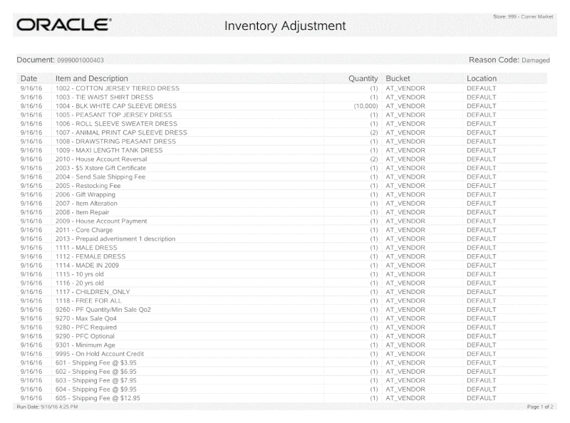 Inventory Adjustment Report Example