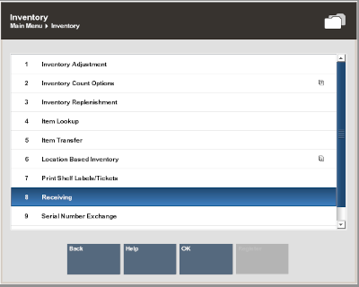 Inventory Menu