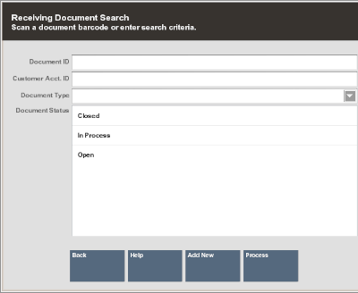 Receiving Document Search Form