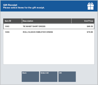 List of Items Eligible for a Gift Receipt