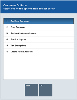 Customer Options Menu