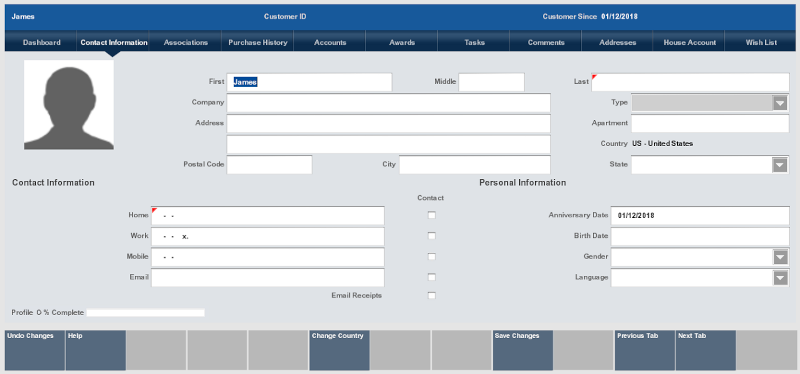 Contact Information Tab