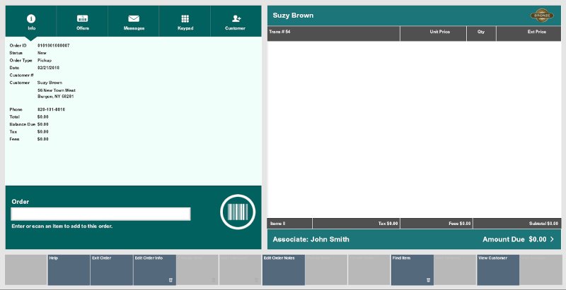 Order Screen - For Pickup Other Store