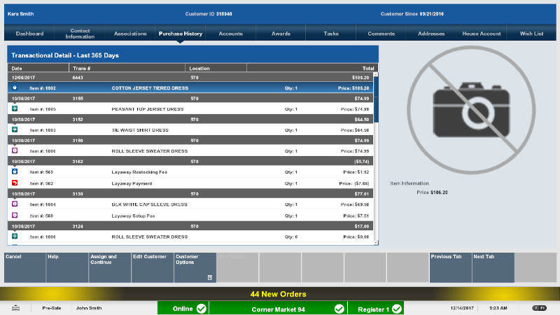 Purchase History Tab Touch-Screen Navigation Purchase History Tab Touch-Screen Navigation