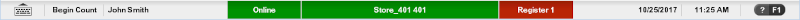 Status Bar: Store Open - Register Closed Status Bar: Store Open - Register Closed