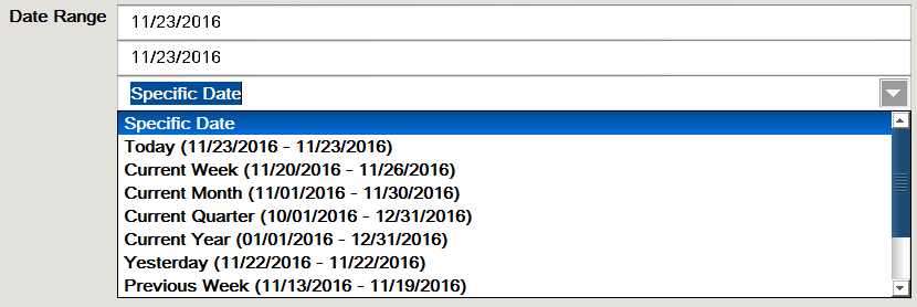 Date Range Options Date Range Options