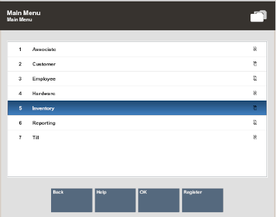 Back Office Main Menu - Inventory Back Office Main Menu - Inventory