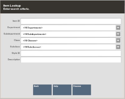 Item Lookup Form Item Lookup Form