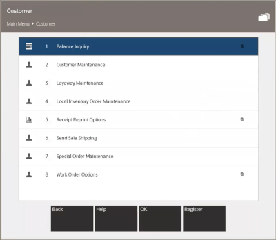 Customer Menu Customer Menu