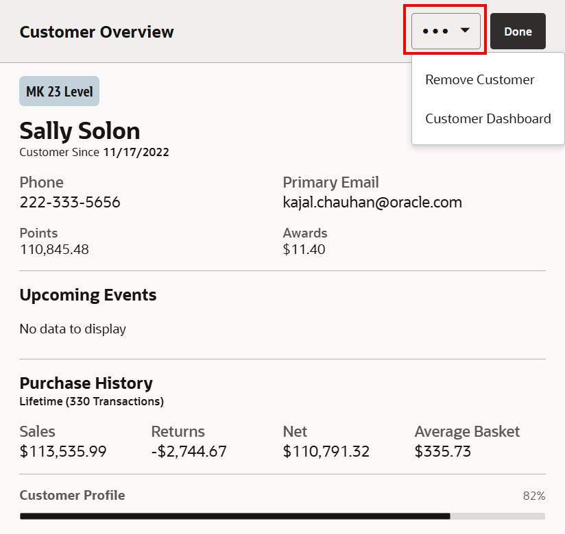Customer Drawer Actions Customer Drawer Actions