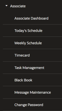Associate Tasks Menu