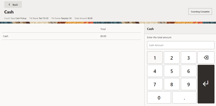 Cash Pickup Amount - Desktop