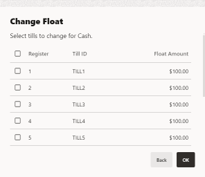 Change Float Till List